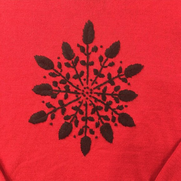 Karen Scott Womens XL Christmas UGLY Sweater red Black Snowflake small flaw - Picture 2 of 9